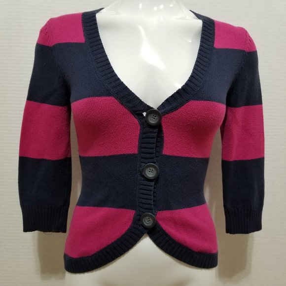 Aeropostale cardigan Small striped knit button front sweater 100% cotton - Picture 1 of 11